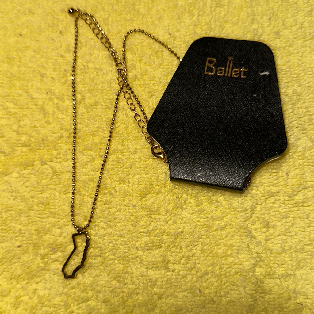 Ballet State Outline Necklace For Women Gold-Tone Pendant Cable Chain Nib 27$